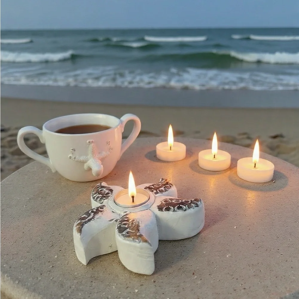 White Starfish Candle Holder